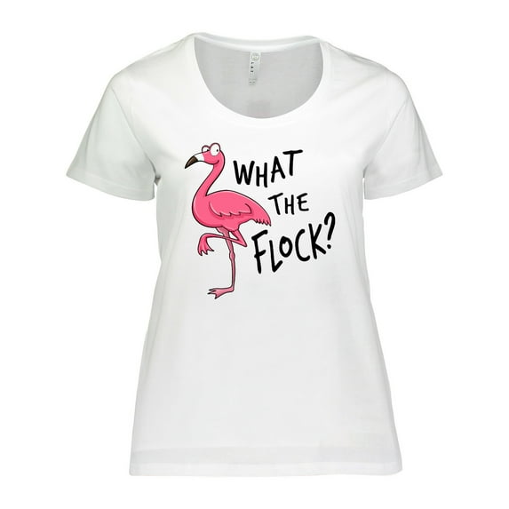 Inktastic What the Flock?- Funny Flamingo Women's Plus Size T-Shirt