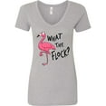 thumbnail image 1 of Inktastic What the Flock? Funny Flamingo Women's V-Neck T-Shirt, 1 of 5