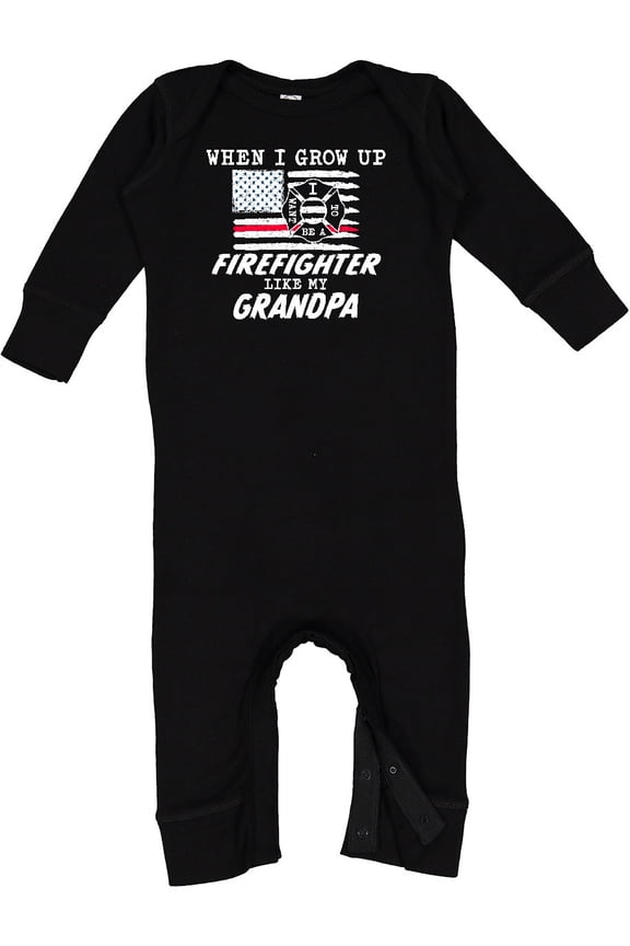 When I Grow Up I Want to Be a Firefighter Like My Grandpa Baby Romper Coveralls
