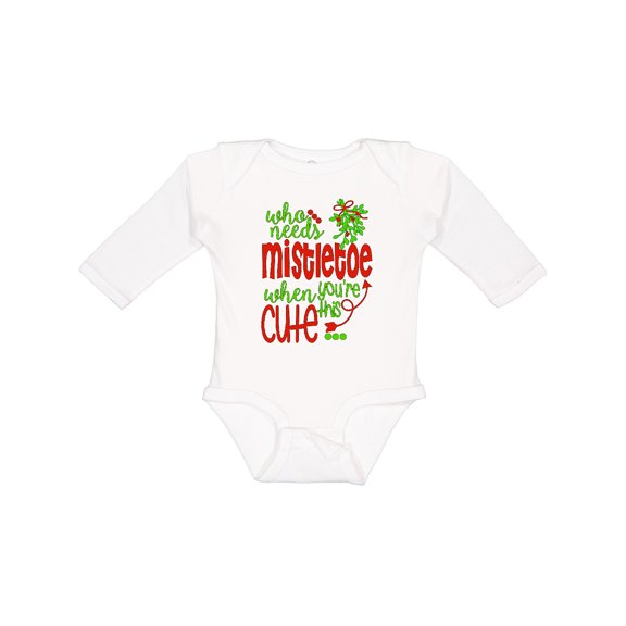 Inktastic Who Needs Mistletoe when You're This Cute Christmas Boys or Girls Long Sleeve Baby Bodysuit