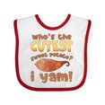thumbnail image 1 of Inktastic Who's the Cutest Sweet Potato? I Yam Funny Thanksgiving Boys or Girls Baby Bib, 1 of 4