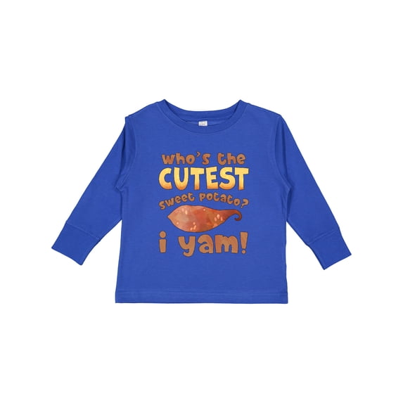 Inktastic Who's the Cutest Sweet Potato? I Yam Funny Thanksgiving Boys or Girls Long Sleeve Toddler T-Shirt