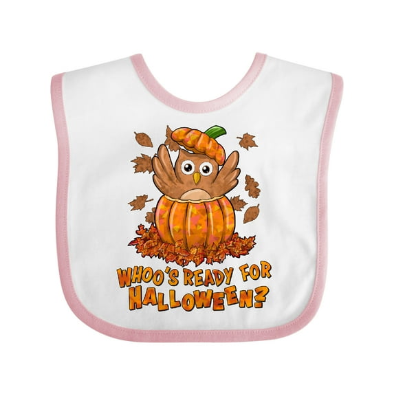 Inktastic Whoo's ready for Halloween?- cute owl in a pumpkin Boys or Girls Baby Bib