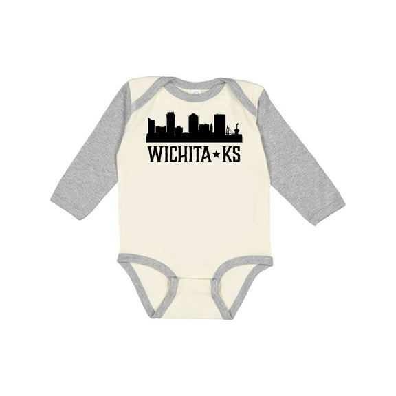 Inktastic Wichita Kansas City Skyline Boys or Girls Long Sleeve Baby Bodysuit