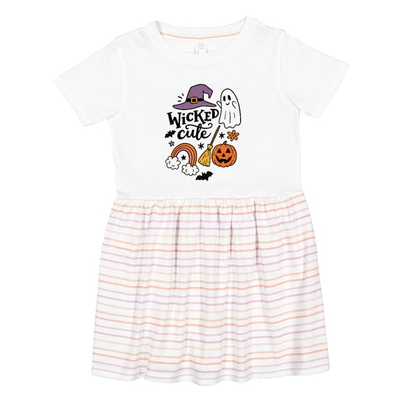 Inktastic Wicked Cute Halloween Ghost Pumpkin Design Girls Toddler Dress