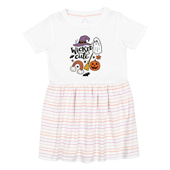 Inktastic Wicked Cute Halloween Ghost Pumpkin Design Girls Toddler Dress