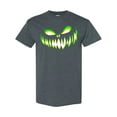 thumbnail image 1 of Inktastic Wide Grinning Pumpkin Face in Lime Green Glow T-Shirt, 1 of 5