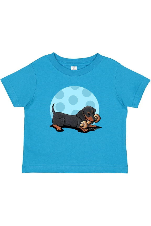 Wiener Dog (Dachshund) with Bone Boys or Girls Baby T-Shirt