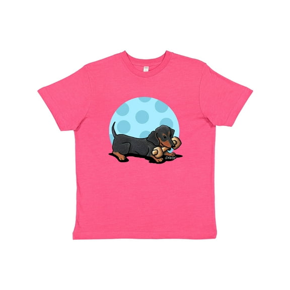 Inktastic Wiener Dog (Dachshund) with Bone Youth T-Shirt