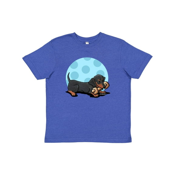 Inktastic Wiener Dog (Dachshund) with Bone Youth T-Shirt