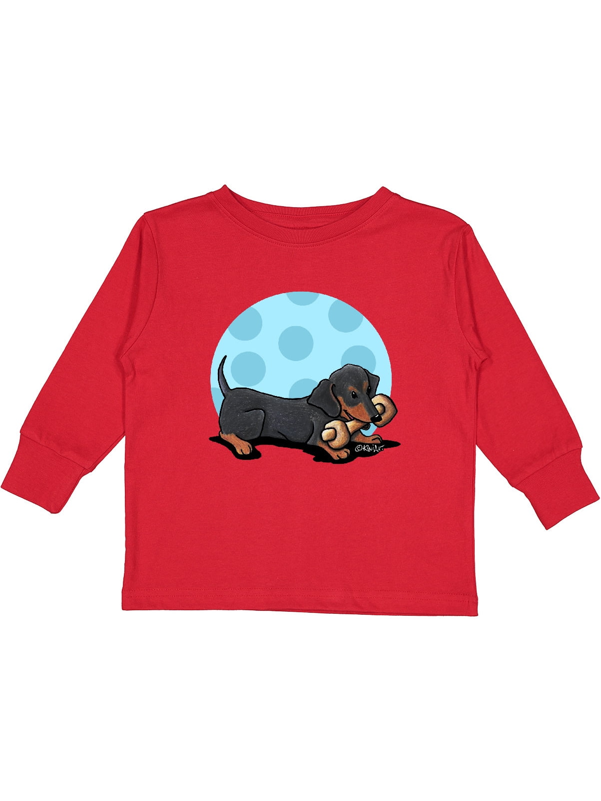 Inktastic Wiener dog (Dachshund) with Bone Boys or Girls Long Sleeve