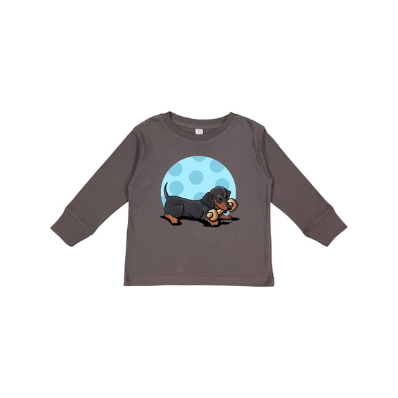 Inktastic Wiener dog (Dachshund) with Bone Boys or Girls Long Sleeve Toddler T-Shirt