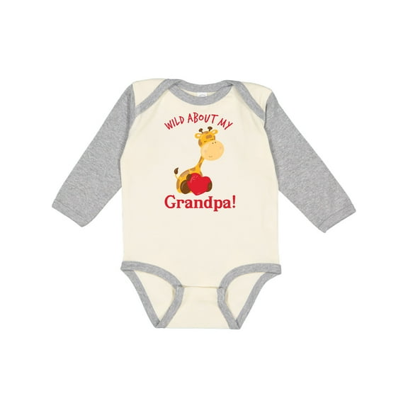 Inktastic Wild About My Grandpa Boys or Girls Long Sleeve Baby Bodysuit