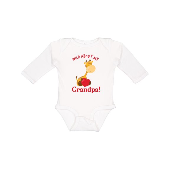 Inktastic Wild About My Grandpa Boys or Girls Long Sleeve Baby Bodysuit