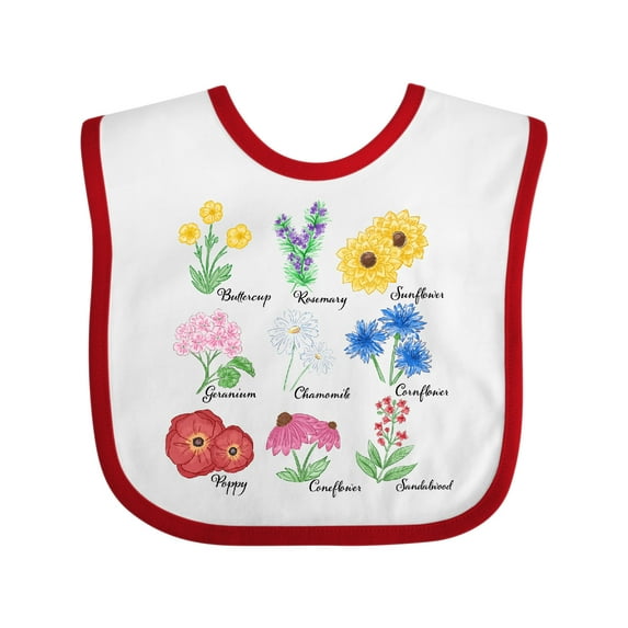 Inktastic Wild Flower Chart Boys or Girls Baby Bib