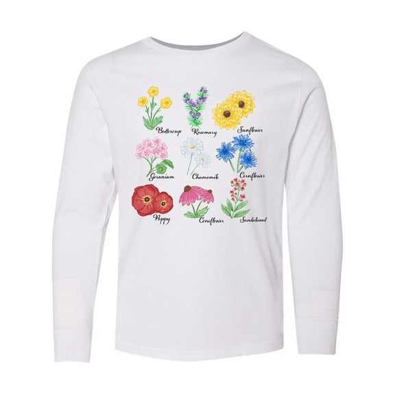 Inktastic Wild Flower Chart Long Sleeve Youth T-Shirt