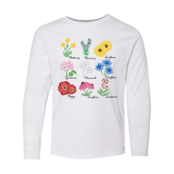 Inktastic Wild Flower Chart Long Sleeve Youth T-Shirt