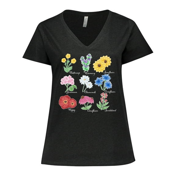 Inktastic Wild Flower Chart Women's Plus Size V-Neck T-Shirt
