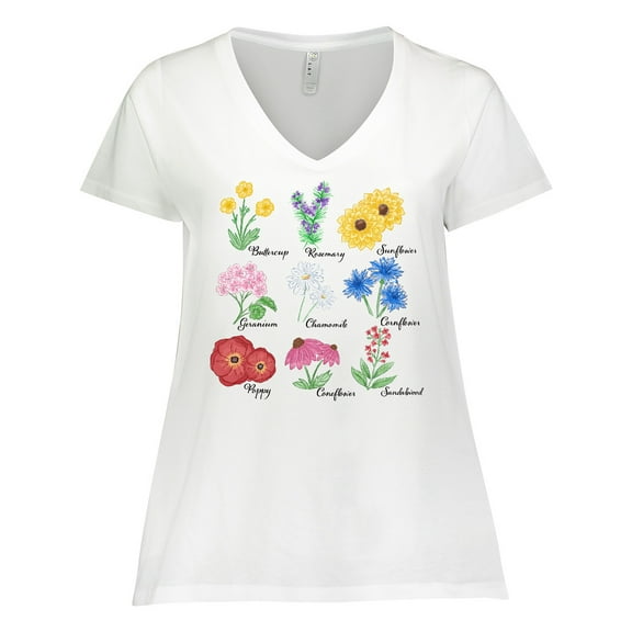 Inktastic Wild Flower Chart Women's Plus Size V-Neck T-Shirt