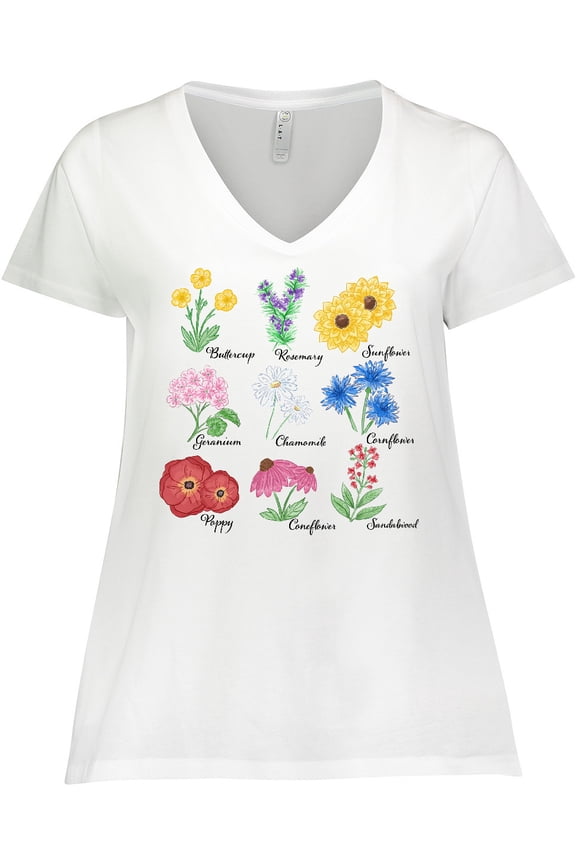 Wild Flower Chart Women's Plus Size V-Neck T-Shirt