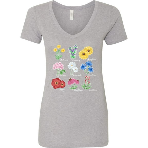 Inktastic Wild Flower Chart Women's V-Neck T-Shirt