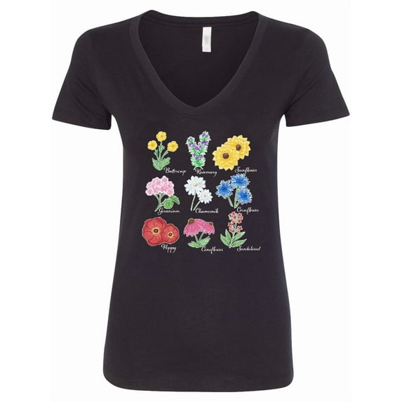 Inktastic Wild Flower Chart Women's V-Neck T-Shirt