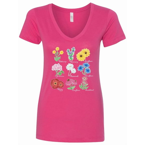 Inktastic Wild Flower Chart Women's V-Neck T-Shirt