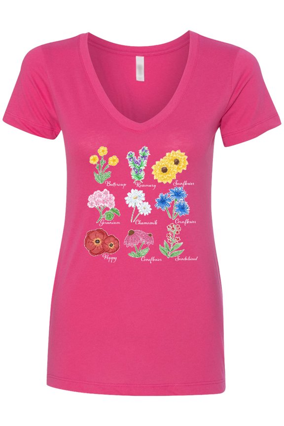 Wild Flower Chart Women's V-Neck T-Shirt