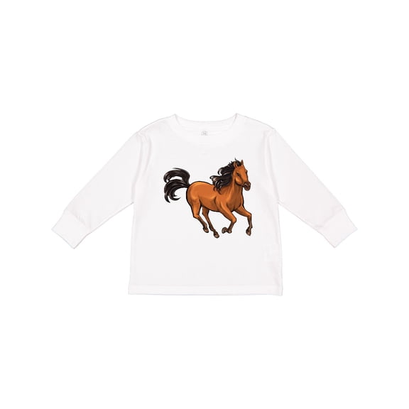 Inktastic Wild Mustang Horse Galloping Boys or Girls Long Sleeve Toddler T-Shirt