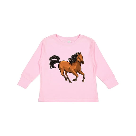 Inktastic Wild Mustang Horse Galloping Boys or Girls Long Sleeve Toddler T-Shirt