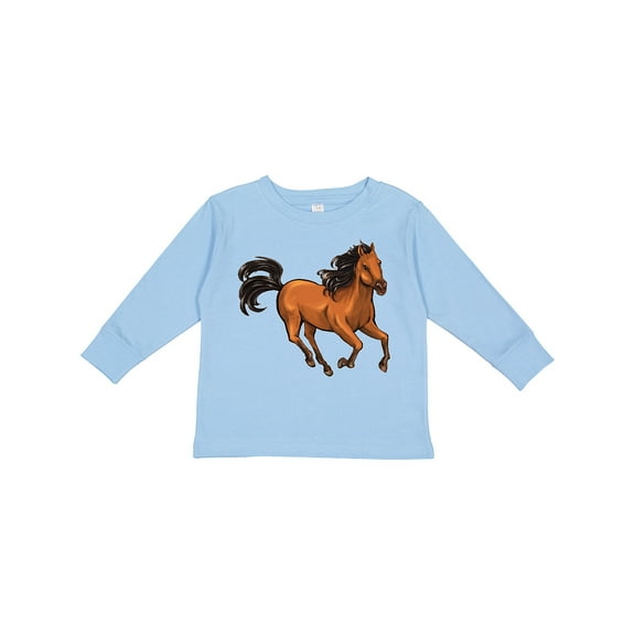 Inktastic Wild Mustang Horse Galloping Boys or Girls Long Sleeve Toddler T-Shirt