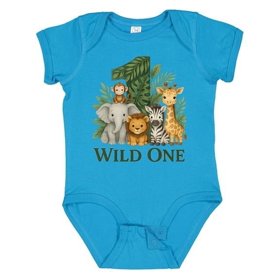 Inktastic Wild One 1st Birthday Safari Animals Boys or Girls Baby Bodysuit