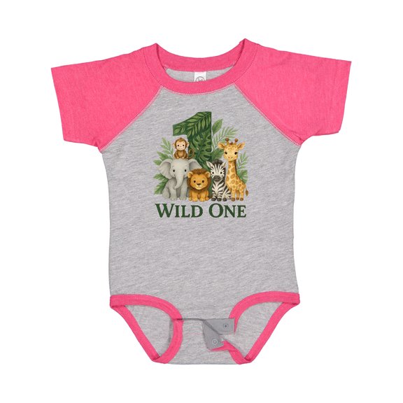 Inktastic Wild One 1st Birthday Safari Animals Boys or Girls Baby Bodysuit