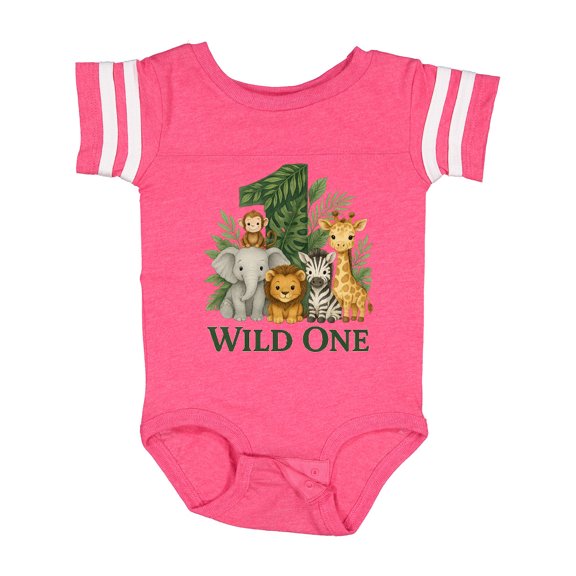 Inktastic Wild One 1st Birthday Safari Animals Boys or Girls Baby Bodysuit