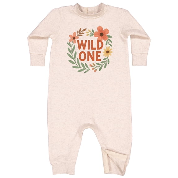 Inktastic Wild One Floral First Birthday Baby Fleece Romper