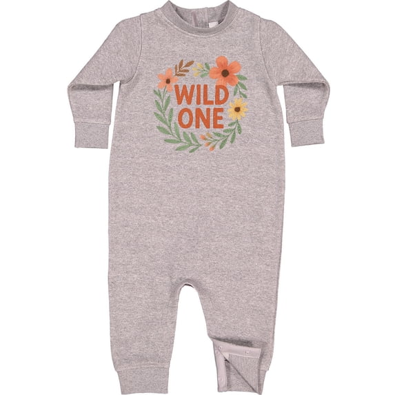 Inktastic Wild One Floral First Birthday Baby Fleece Romper