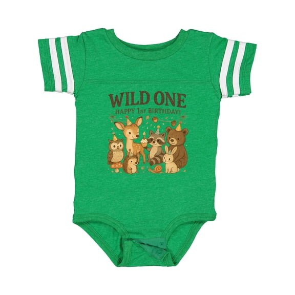 Inktastic Wild One Happy 1st Birthday Woodland Animals Boys or Girls Baby Bodysuit