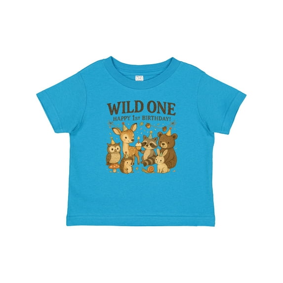 Inktastic Wild One Happy 1st Birthday Woodland Animals Boys or Girls Baby T-Shirt