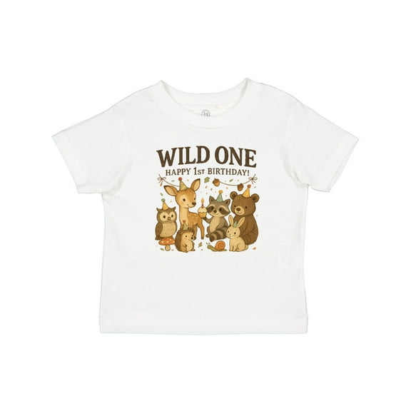 Inktastic Wild One Happy 1st Birthday Woodland Animals Boys or Girls Baby T-Shirt