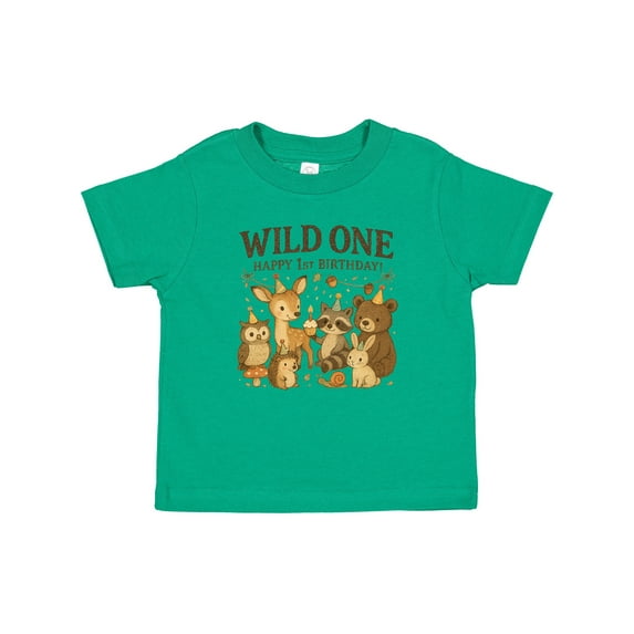 Inktastic Wild One Happy 1st Birthday Woodland Animals Boys or Girls Baby T-Shirt