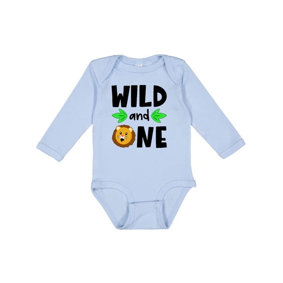 Inktastic Wild and One Cute Lion Birthday Boys or Girls Long Sleeve Baby Bodysuit