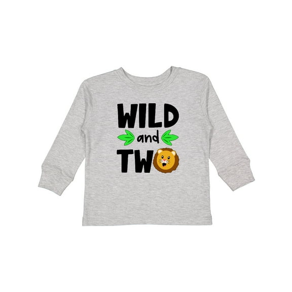 Inktastic Wild and Two Cute Lion Birthday Boys or Girls Long Sleeve Toddler T-Shirt