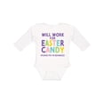 thumbnail image 1 of Inktastic Will Work for Easter Candy Please Pay in Advance Boys or Girls Long Sleeve Baby Bodysuit, 1 of 5