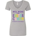 thumbnail image 1 of Inktastic Will Work for Easter Candy Please Pay in Advance Women's V-Neck T-Shirt, 1 of 5