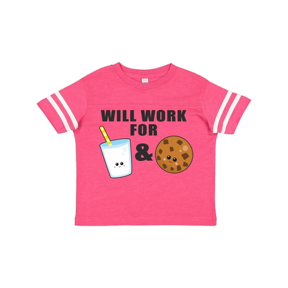 Inktastic Will Work for Milk and Cookies Clipart Boys or Girls Toddler T-Shirt