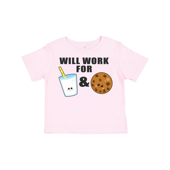Inktastic Will Work for Milk and Cookies Clipart Boys or Girls Toddler T-Shirt