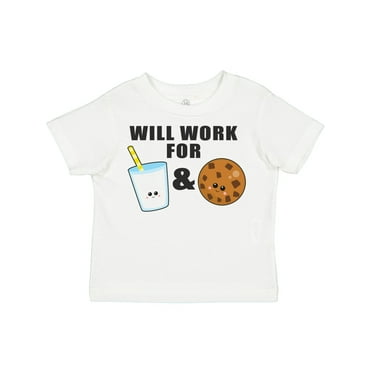 Inktastic Will Work for Milk and Cookies Clipart Boys or Girls Toddler T-Shirt