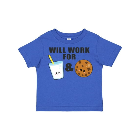 Inktastic Will Work for Milk and Cookies Clipart Boys or Girls Toddler T-Shirt