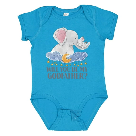 Inktastic Will You Be My Godfather? Elephants Moon and Stars Boys or Girls Baby Bodysuit