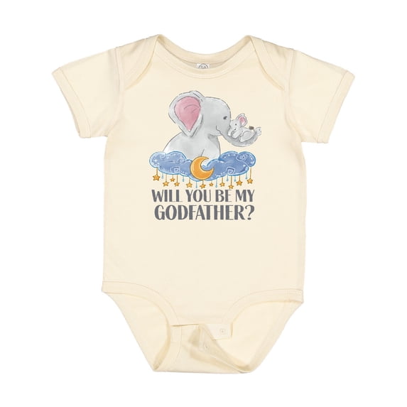 Inktastic Will You Be My Godfather? Elephants Moon and Stars Boys or Girls Baby Bodysuit